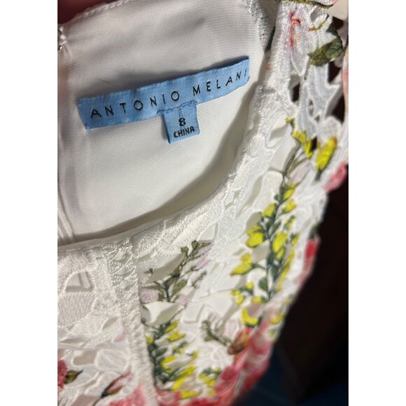 Antonio Melani Sz 8 Floral Lace Dress White Multicolor Easter Quality Made - Picture 4 of 9